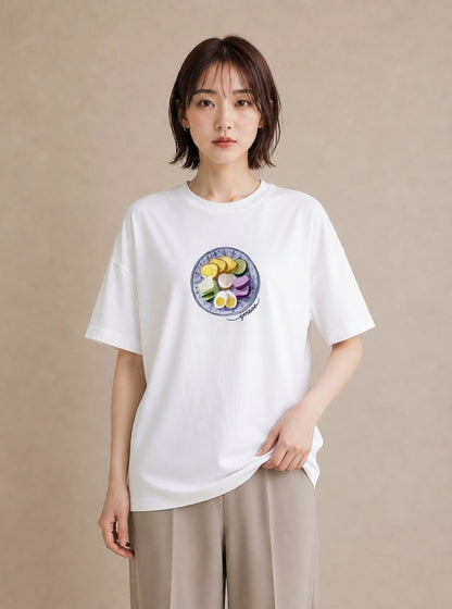 デザインTシャツ レディース お寿司 食べ物 フード イラスト ポップ 20代 カジュアルコーデ 白T