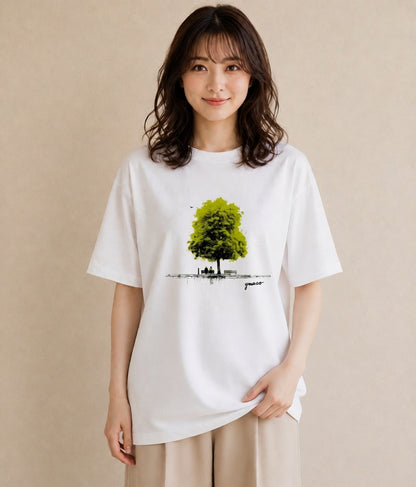 Tシャツ レディース 雨上がりのベンチ ベンチ ナチュラル アンティーク イラスト 旅行コーデ 女性 旅行用 白T