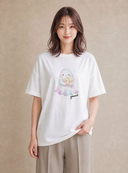 半袖Tシャツ レディース アザラシ 動物 アニマル イラスト シンプル 20代 カジュアルコーデ 白T