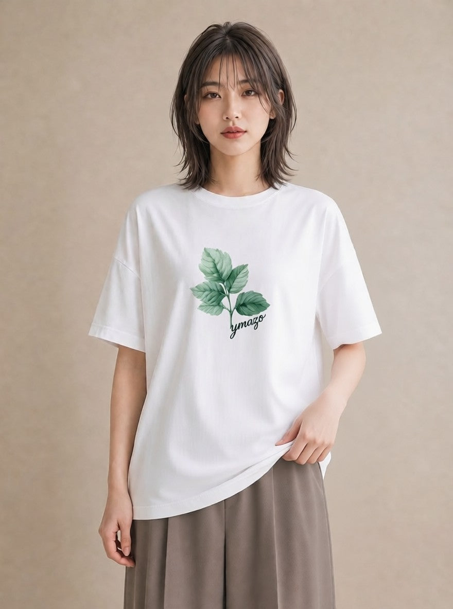 半袖Tシャツ レディース ボタニカル 植物 イラスト カジュアル デイリーウェア 休日 白T