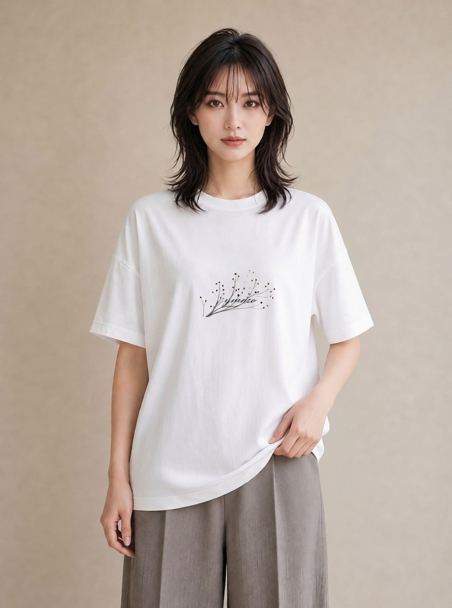 Tシャツ レディース さくら 桜 桜の枝 イラスト モード 自分用 ルームウェア 白T