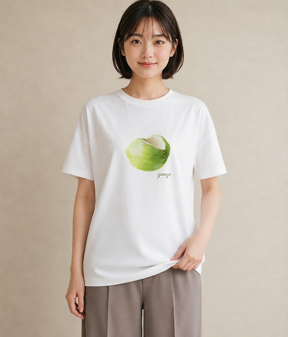 半袖Tシャツ レディース バナナ 食べ物 フード イラスト ラフカジュアル 散歩 お出かけ 白T
