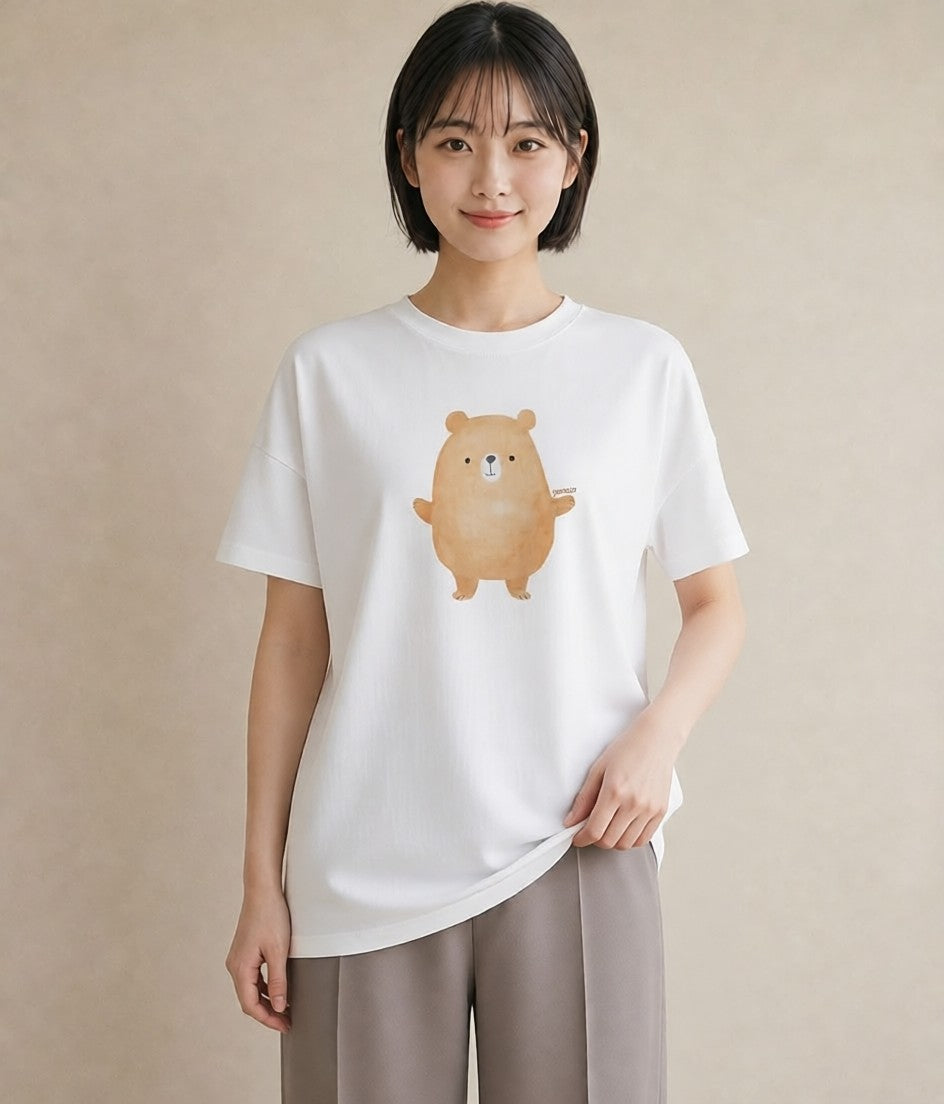 グラフィックTシャツ レディース アザラシ 動物 アニマル イラスト ポップ ラフ レイヤード 白T