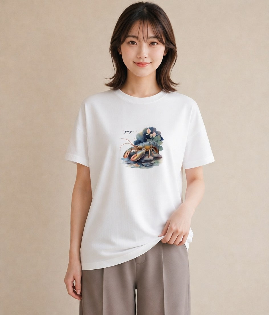 グラフィックTシャツ レディース 蠍座 星空 宇宙 イラスト ゆるかわ 海 カフェ巡り 白T