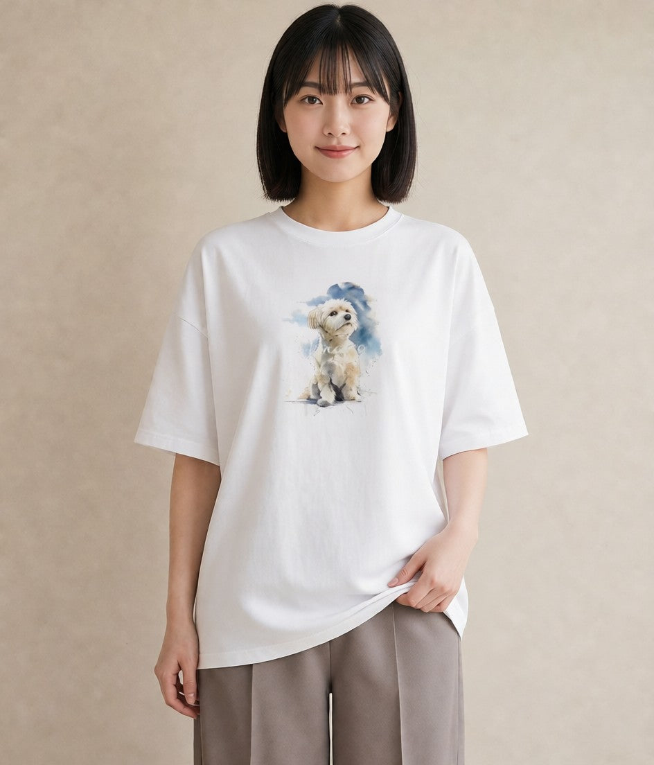 デザインTシャツ レディース ミックス犬 犬 いぬ イラスト 休日コーデ 買い物 夏コーデ 白T