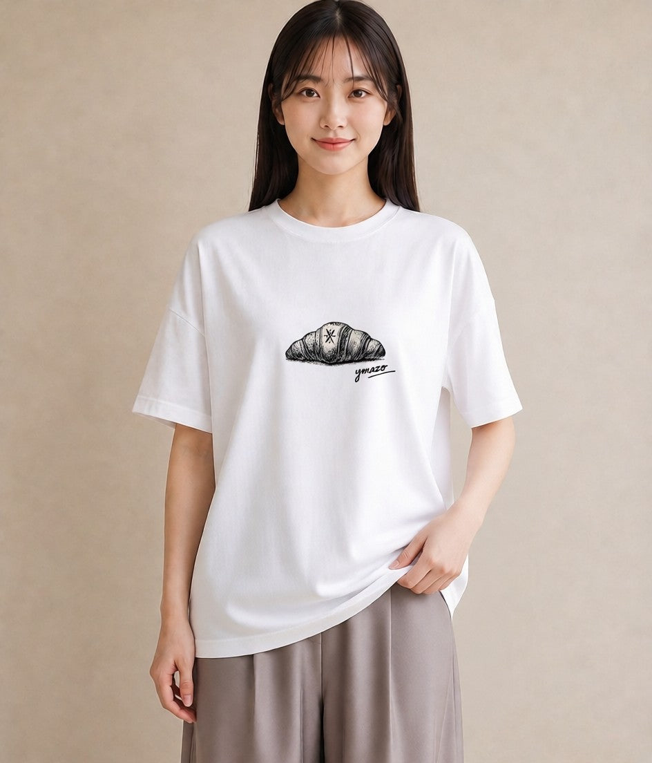グラフィックTシャツ レディース パン ベーカリー レトロ イラスト ラフ 自分用 ルームウェア 白T