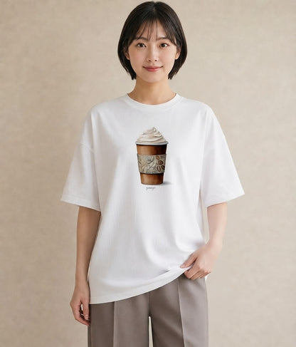 プリントTシャツ レディース ココア 食べ物 フード イラスト レトロ 旅行用 海 白T