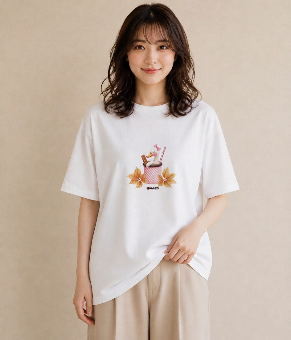 グラフィックTシャツ レディース ココア 食べ物 フード イラスト こなれ感 母娘コーデ 自分用 白T