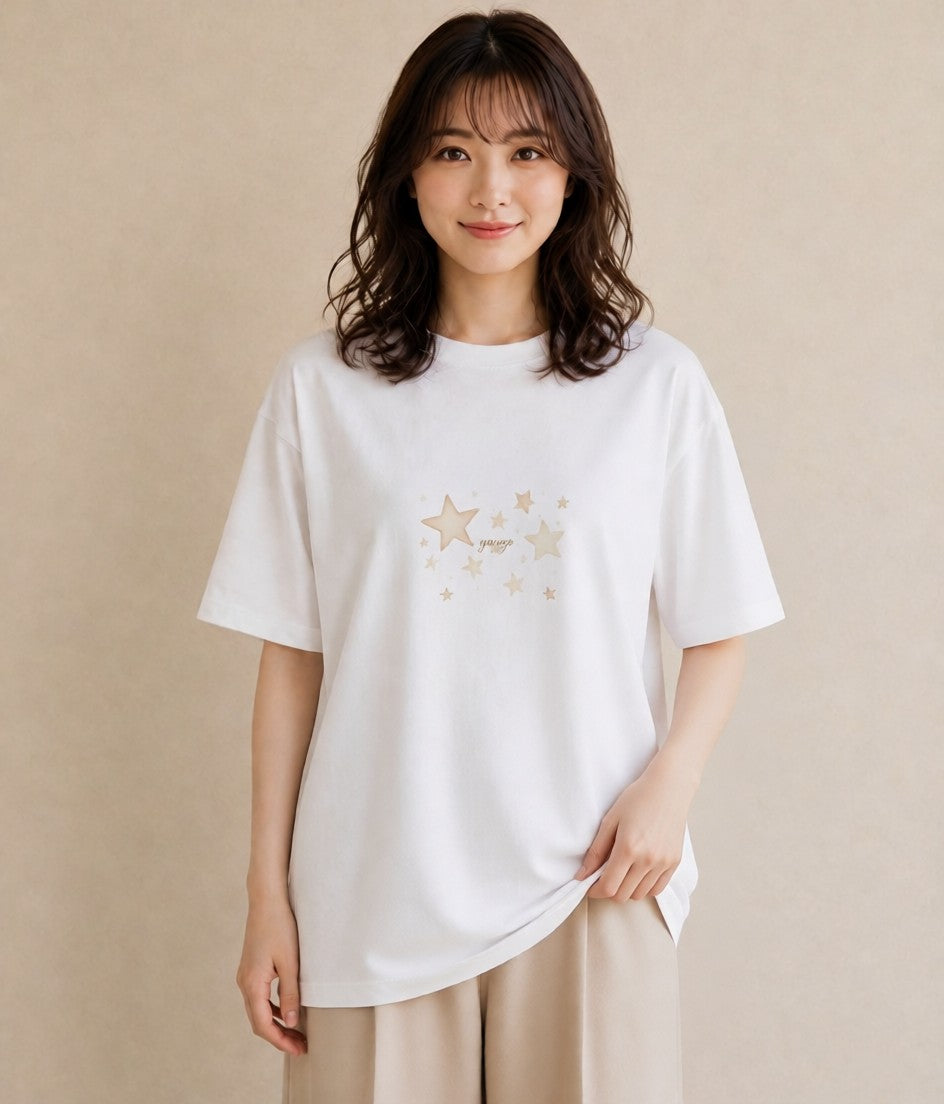 Tシャツ レディース 獅子座 星空 宇宙 イラスト ユニーク ミセス 春コーデ 白T