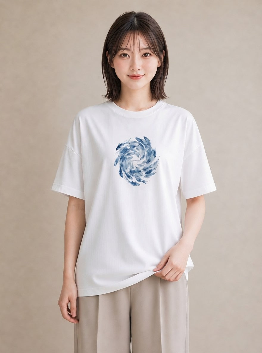 Tシャツ レディース グッピー ペット 動物 イラスト ヴィンテージ風 カジュアルコーデ 買い物 白T