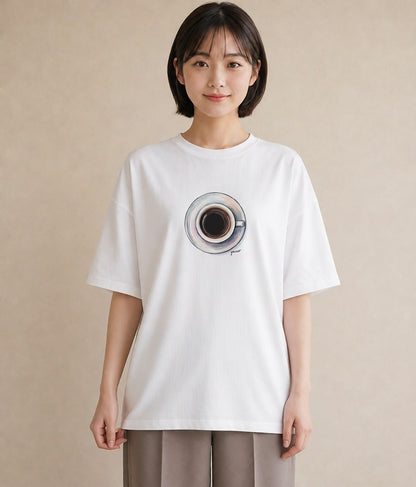 プリントTシャツ レディース コーヒー カフェ 珈琲 イラスト ゆるかわ 普段着 週末コーデ 白T