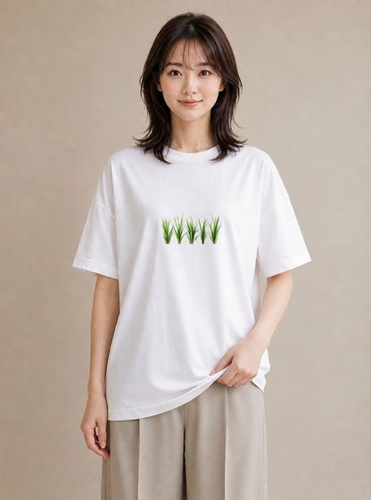 デザインTシャツ レディース 芝生 植物 ボタニカル イラスト ヴィンテージ風 ギフト 母の日 白T