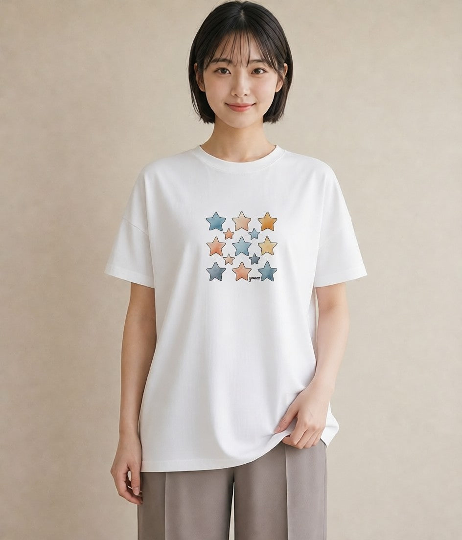 プリントTシャツ レディース 射手座 星空 宇宙 イラスト 休日コーデ 帰省 ラフ 白T