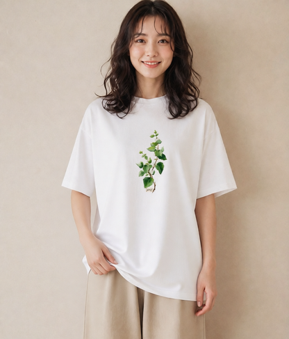 デザインTシャツ レディース 金木犀 花 花柄 イラスト 抜け感 普段着 週末コーデ 白T