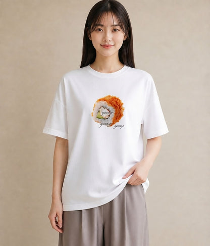 デザインTシャツ レディース お寿司 食べ物 フード イラスト ゆるかわ 散歩 お出かけ 白T