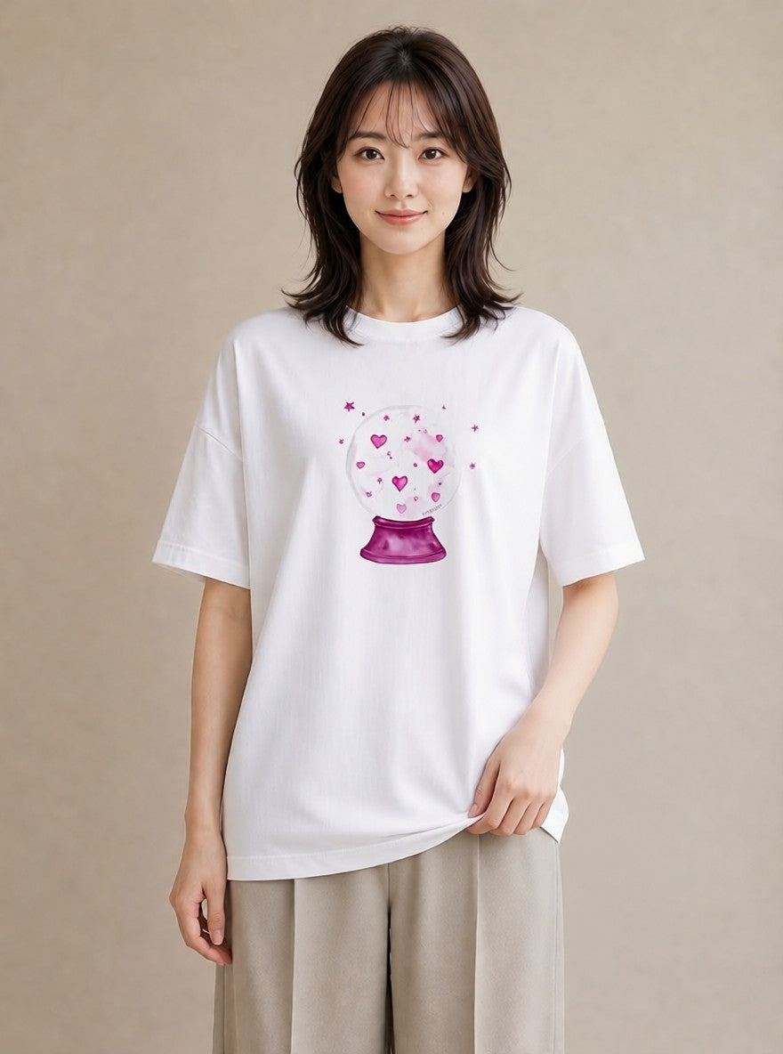 Tシャツ レディース 水瓶座 星空 宇宙 イラスト ガーリー デイリーウェア 休日 白T