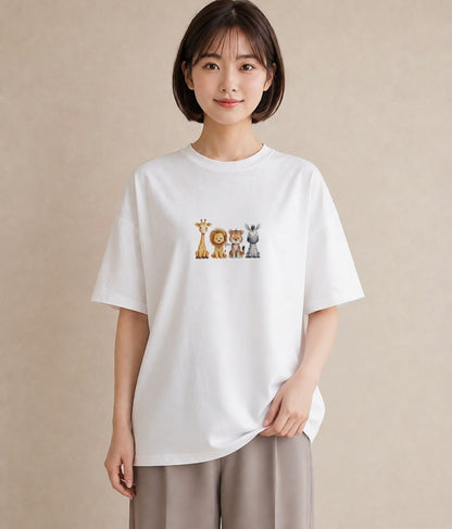 グラフィックTシャツ レディース しまうま 動物 アニマル イラスト ゆるかわ ミセス 春コーデ 白T