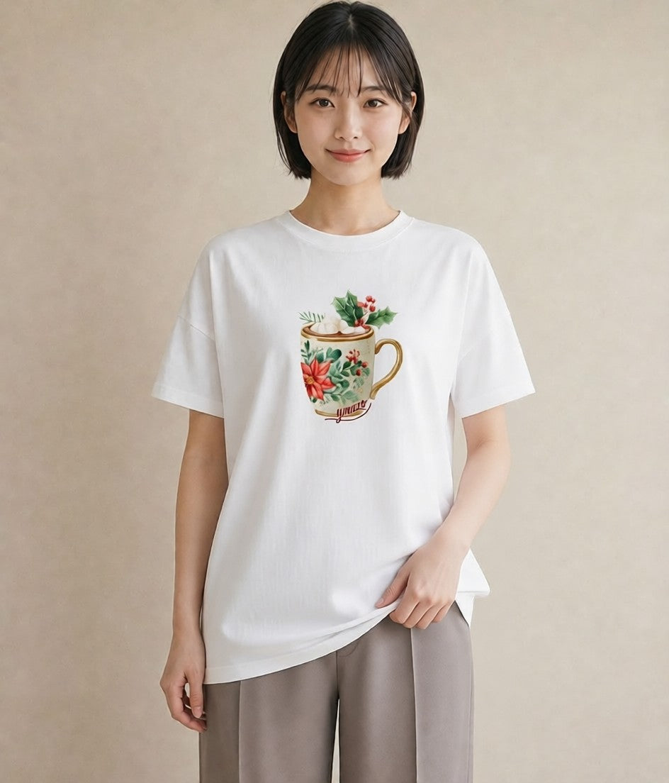 プリントTシャツ レディース カフェオレ 食べ物 フード イラスト ゆるかわ 社会人 女性 白T