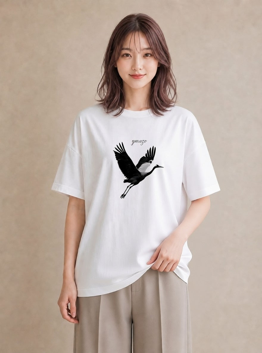 Tシャツ レディース 折り鶴 折り紙 ナチュラル アンティーク イラスト ポップ カフェ巡り 女子会 白T