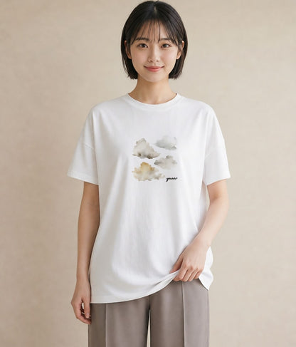 Tシャツ レディース 窓辺の雨 雨の日 窓 ナチュラル アンティーク イラスト きれいめ 女子会 お揃い 白T