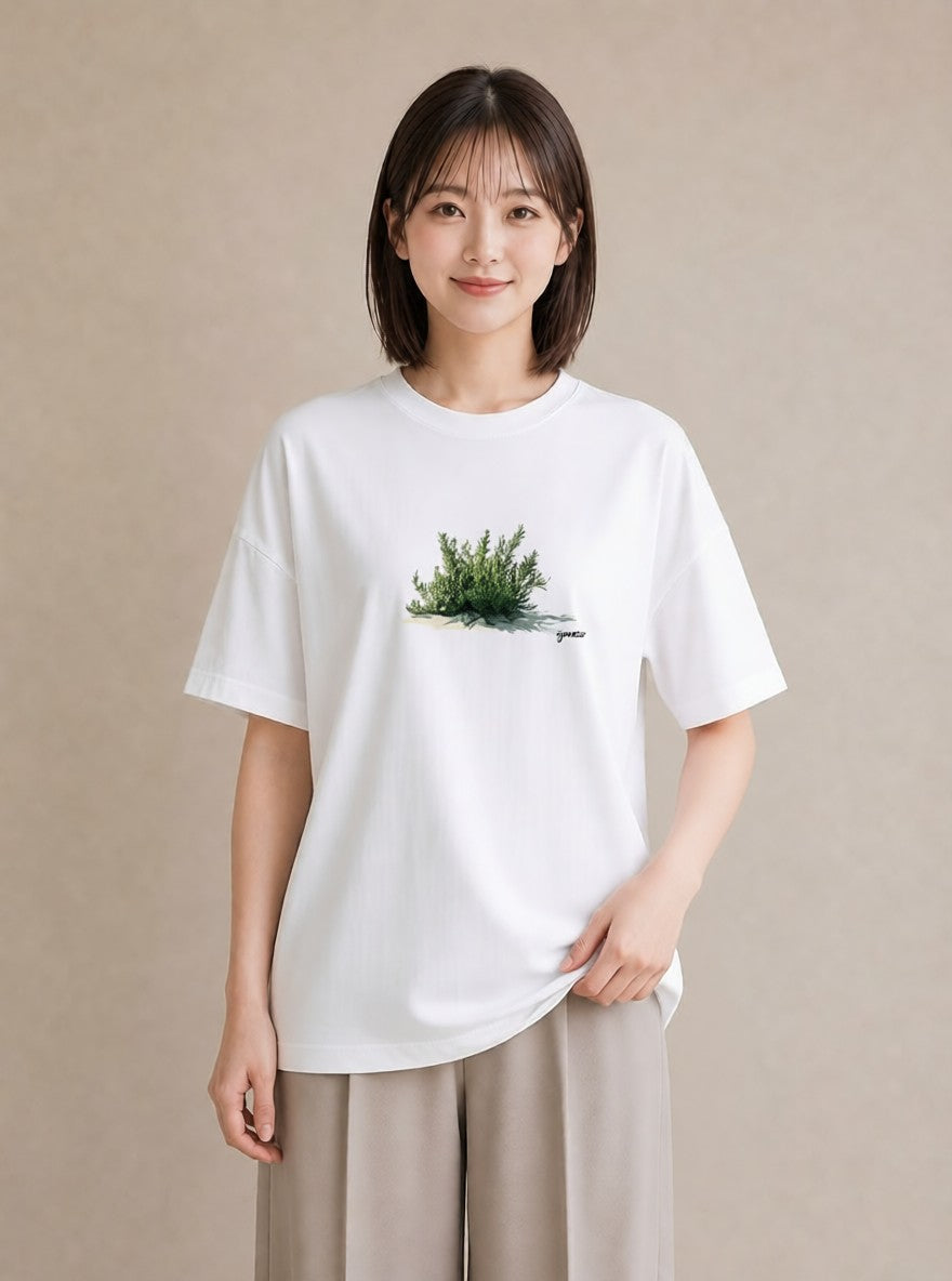 グラフィックTシャツ レディース 苔 植物 ボタニカル イラスト 旅行コーデ 秋コーデ おしゃれギフト 白T
