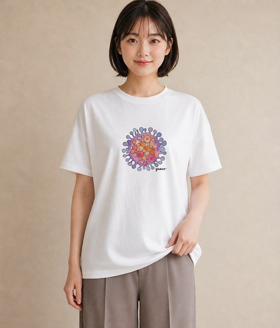 Tシャツ レディース 太陽 星空 宇宙 イラスト きれいめ 買い物 夏コーデ 白T