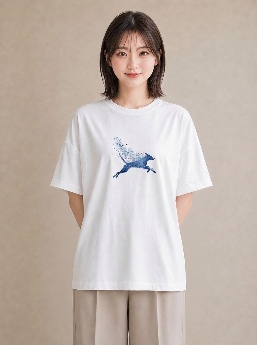 デザインTシャツ レディース 水瓶座 星空 宇宙 イラスト ミニマル 在宅 公園 白T