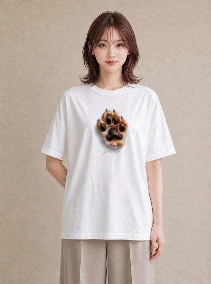 デザインTシャツ レディース 肉球 猫 ねこ イラスト ミニマル ホワイトデー 春服 白T