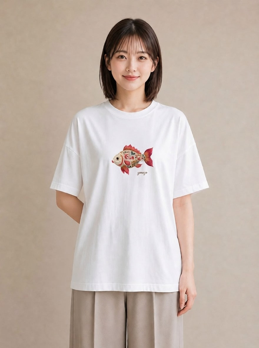 デザインTシャツ レディース 熱帯魚 海の生き物 海 イラスト こなれ感 在宅 公園 白T