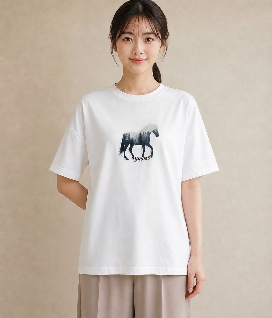 Tシャツ レディース 森 植物 ボタニカル イラスト ゆるコーデ 夏コーデ 通学 白T