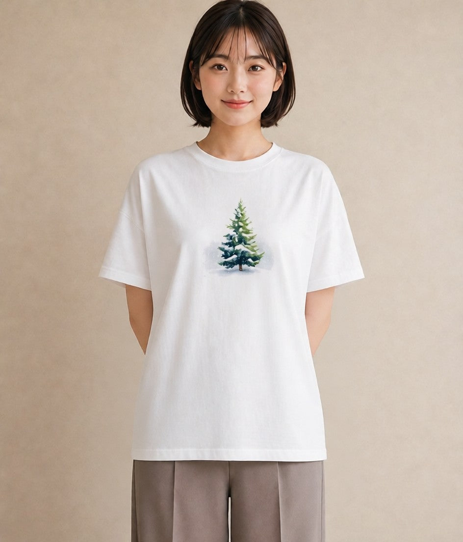 グラフィックTシャツ レディース 雪 星空 宇宙 イラスト ヴィンテージ風 秋コーデ おしゃれギフト 白T