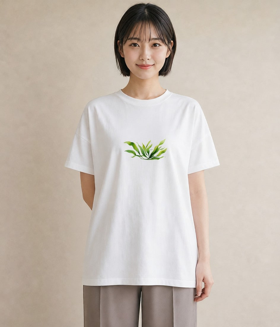 プリントTシャツ レディース 観葉植物 植物 ボタニカル イラスト 韓国風 ペアコーデ 秋コーデ 白T