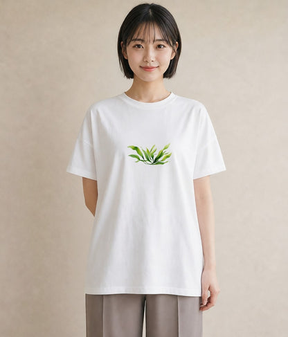 プリントTシャツ レディース 観葉植物 植物 ボタニカル イラスト 韓国風 ペアコーデ 秋コーデ 白T