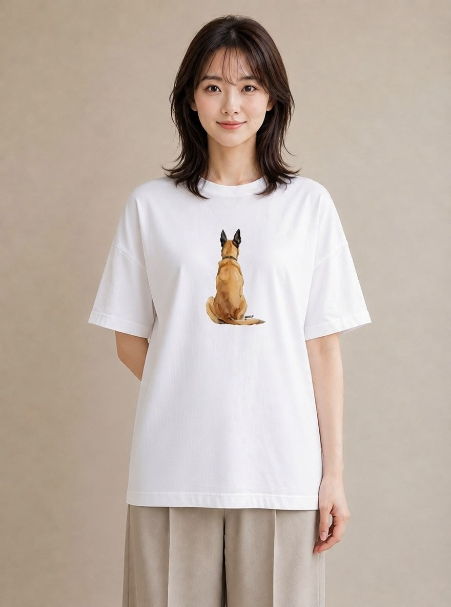 Tシャツ レディース いぬ 犬 ワンコ イラスト カジュアル 海 カフェ巡り 白T