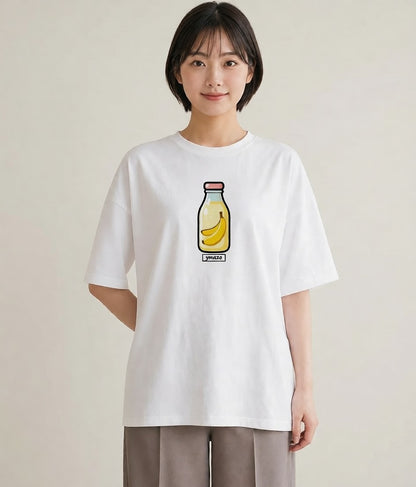 プリントTシャツ レディース バナナ 食べ物 フード イラスト 抜け感 ミセス 春コーデ 白T