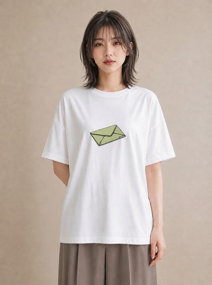 半袖Tシャツ レディース 封蝋 手紙 アンティーク ナチュラル イラスト ユニーク ホワイトデー 春服 白T