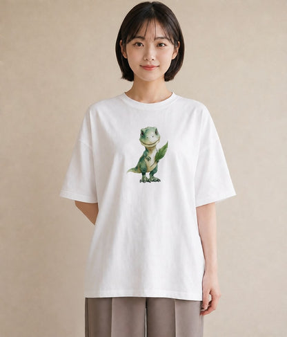 半袖Tシャツ レディース ヤモリ ペット 動物 イラスト お洒落 自分用 ルームウェア 白T