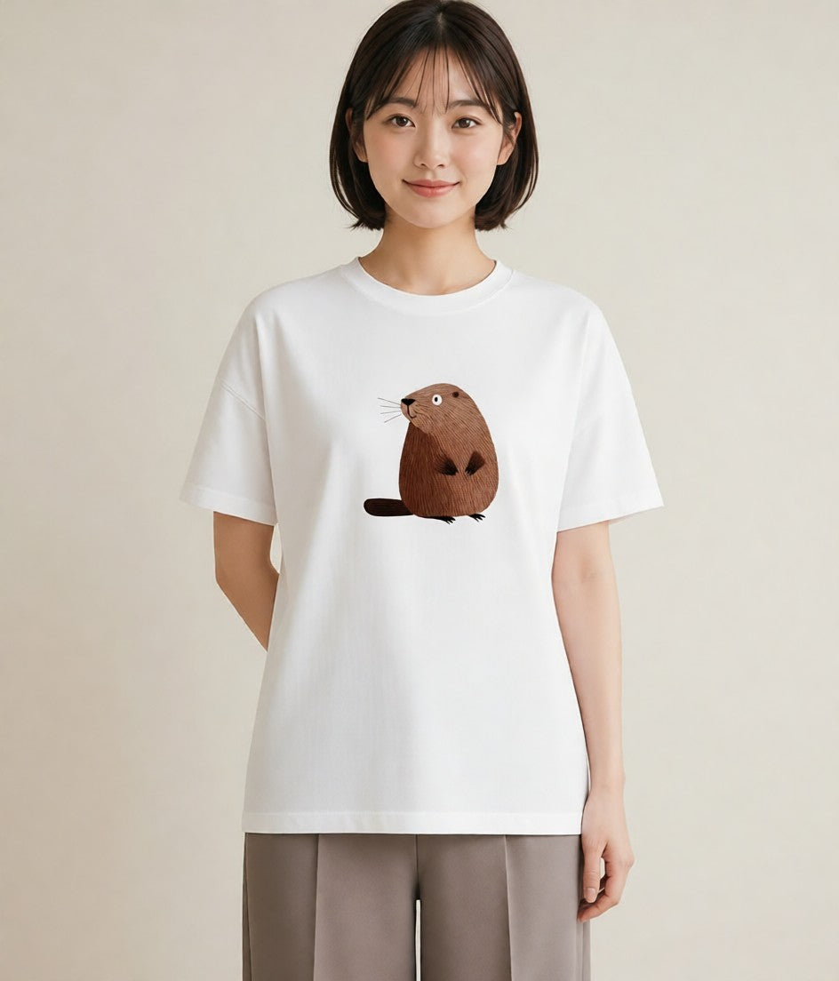 デザインTシャツ レディース ラッコ 動物 アニマル イラスト 姉妹 送別ギフト 白T