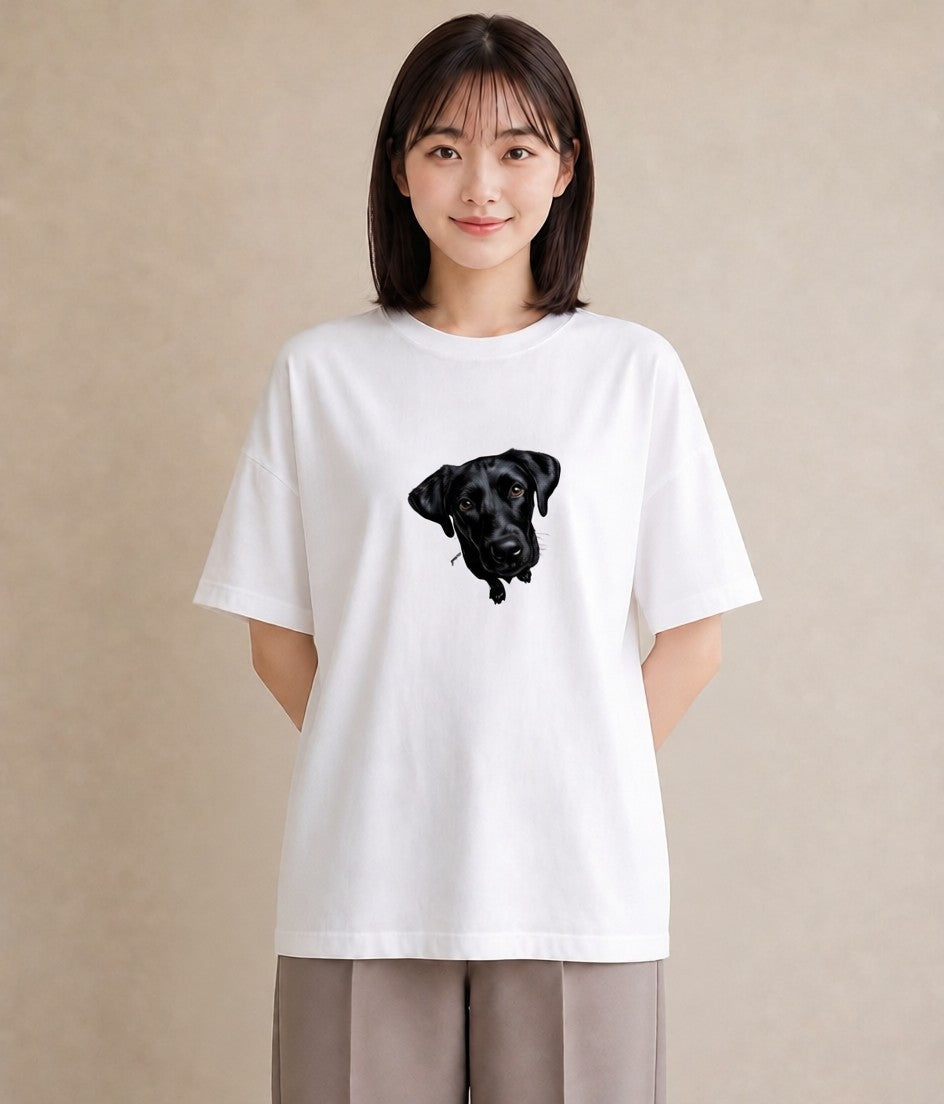 半袖Tシャツ レディース ラブラドールレトリバー 犬 いぬ イラスト 抜け感 ビーチ デイリーウェア 白T