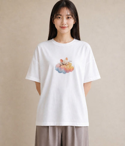 デザインTシャツ レディース チンチラ ペット 動物 イラスト ポップ 春コーデ 姉妹 白T