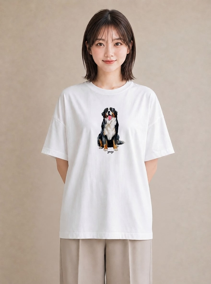 デザインTシャツ レディース バーニーズマウンテンドッグ 犬 いぬ イラスト 可愛い 姉妹 送別ギフト 白T