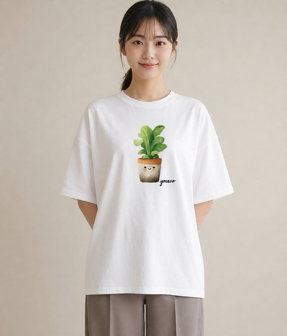 Tシャツ レディース 多肉植物 植物 ボタニカル イラスト 韓国風 母の日 ビーチ 白T