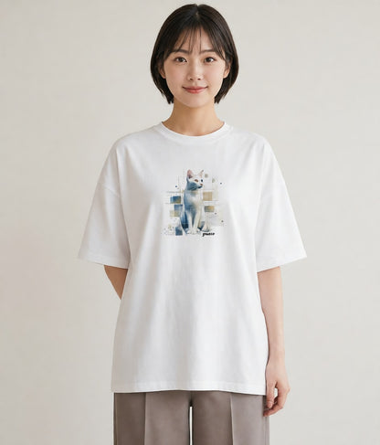 Tシャツ レディース ロシアンブルー 猫 ねこ イラスト ラフカジュアル 女性 旅行用 白T