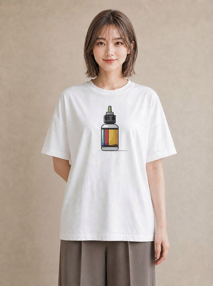 プリントTシャツ レディース ミルク 食べ物 フード イラスト ナチュラル 買い物 夏コーデ 白T