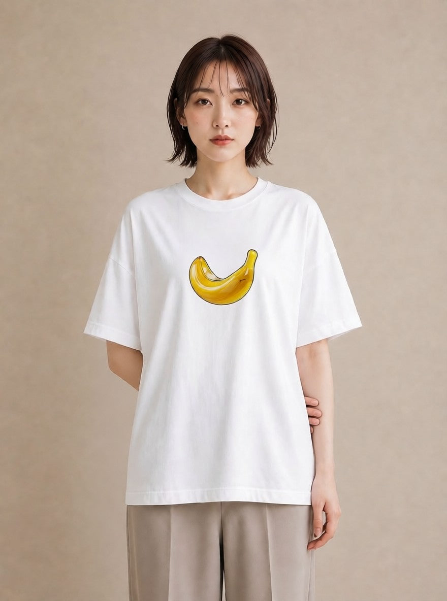グラフィックTシャツ レディース バナナ 食べ物 フード イラスト シック 女性 旅行用 白T