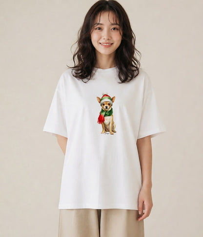 グラフィックTシャツ レディース チワワ 犬 いぬ イラスト アート風 お出かけ 普段着 白T