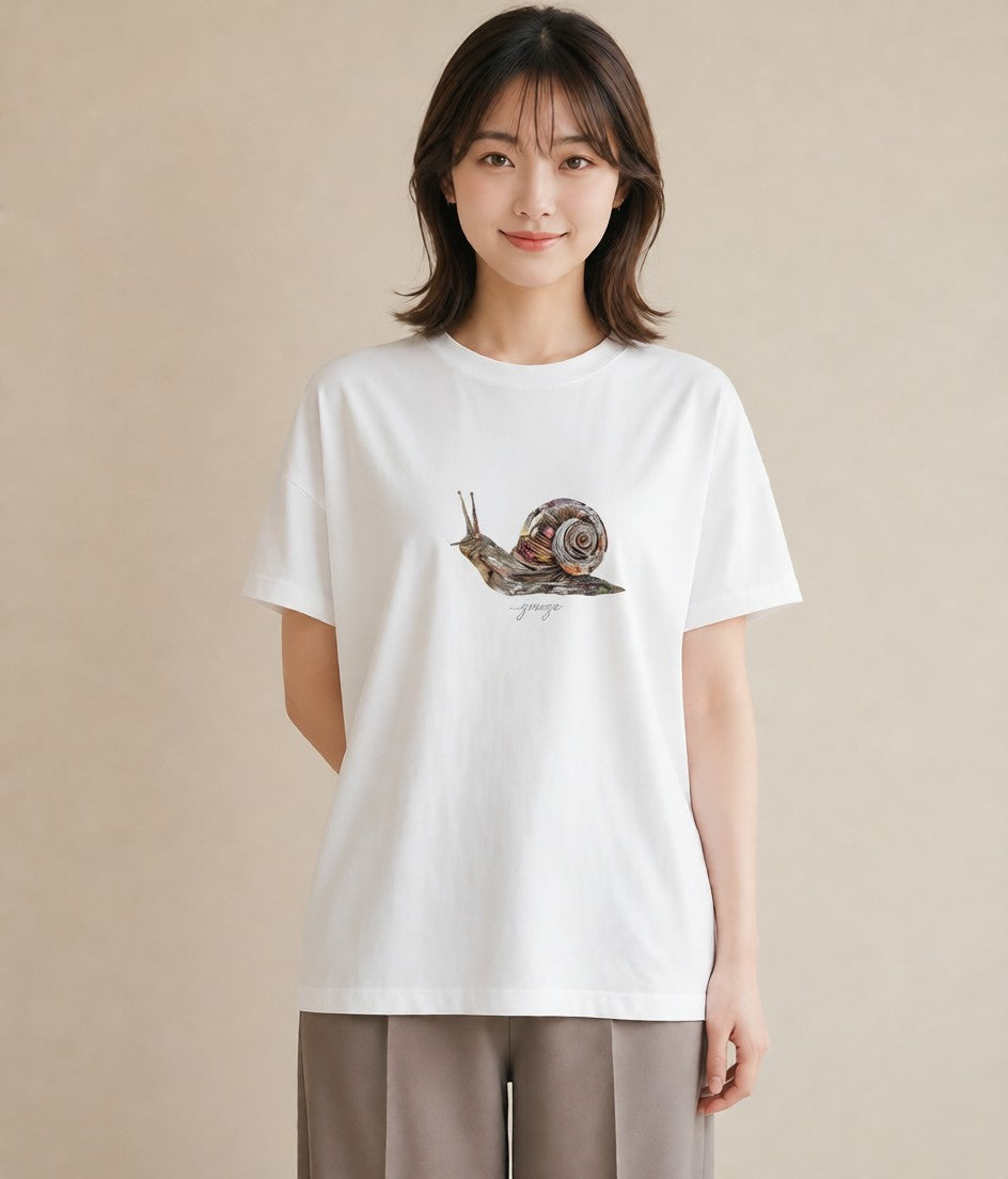 半袖Tシャツ レディース ダンゴムシ 昆虫 虫 イラスト レトロ ママ カフェ服 白T