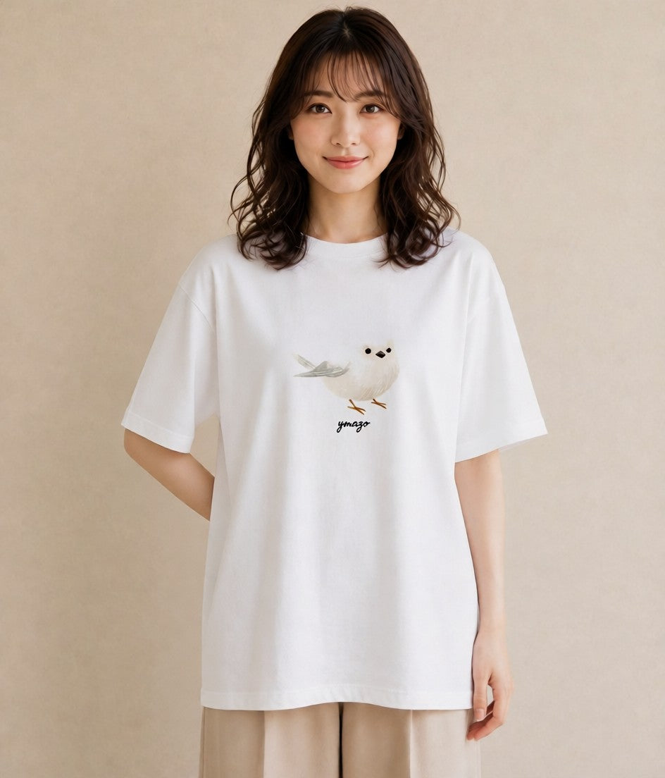 半袖Tシャツ レディース 白文鳥 ペット 動物 イラスト ゆるかわ お揃い 親子 白T