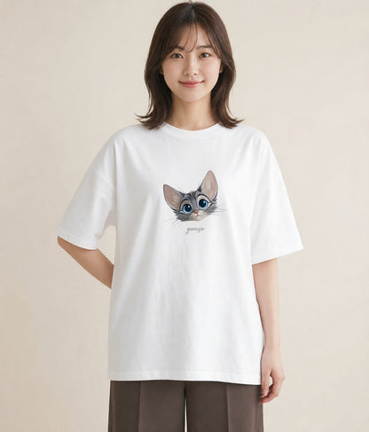 プリントTシャツ レディース サバトラ 猫 ねこ イラスト 可愛い 夏コーデ 通学 白T