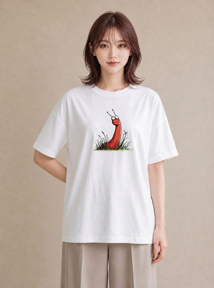 Tシャツ レディース チンアナゴ 海の生き物 海 イラスト カフェコーデ 20代 カジュアルコーデ 白T